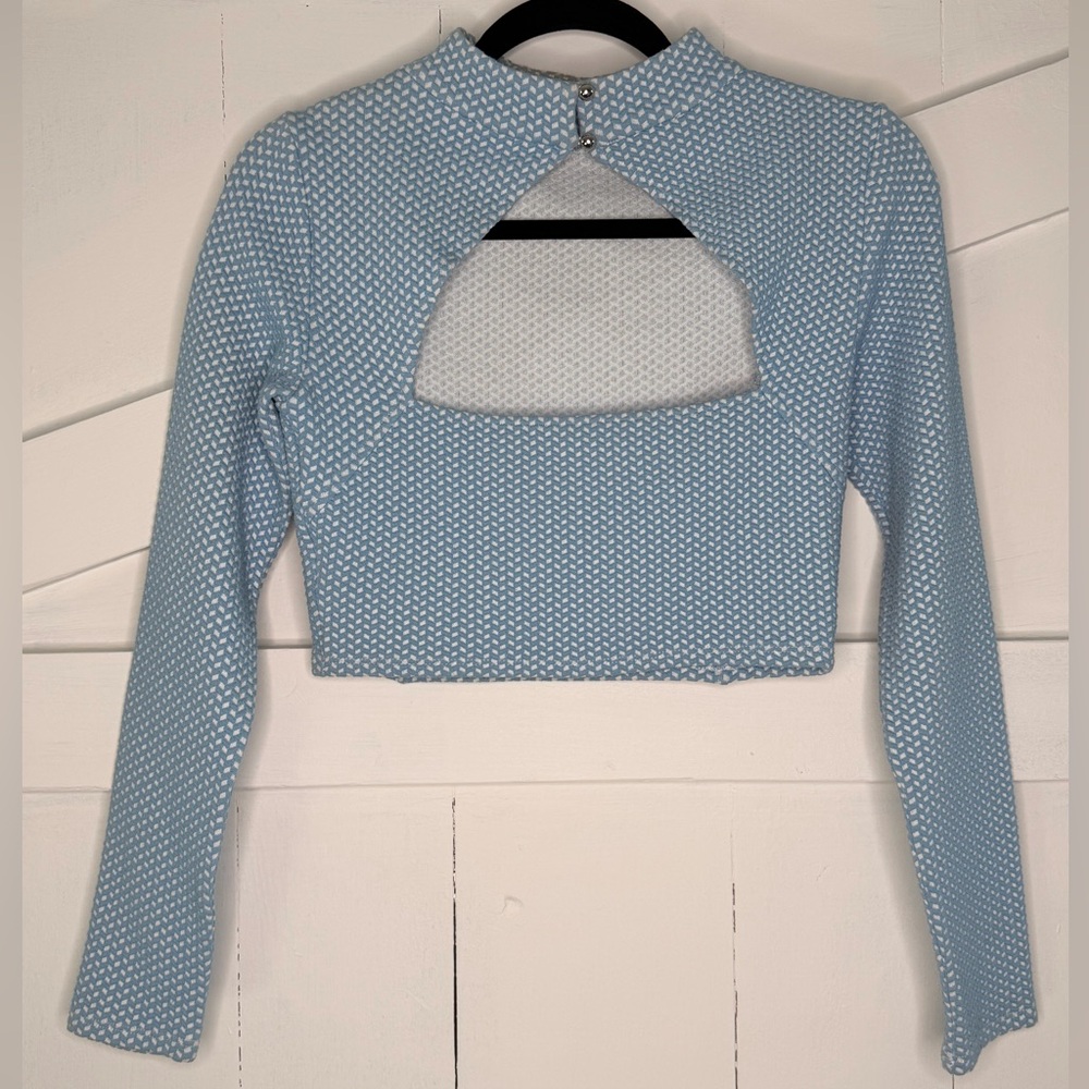 Bebe Light Blue Patterned Crop Top - image 2